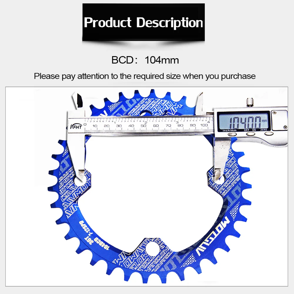 Xe Đạp MTB Hình Vòng Tròn Hẹp Rộng Chainwheel 32T/34T/36T/38T 104BCD Chainring xe đạp Vòng Tròn Crankset Đơn Tấm Phụ Tùng Xe Đạp