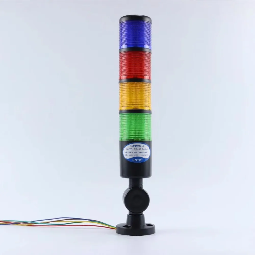สีดํา 24V อุตสาหกรรมสัญญาณ Tower ความปลอดภัย STACK ALARM Light LED หลายพับ Buzzer ข้อควรระวังไฟเตือน ForMachine