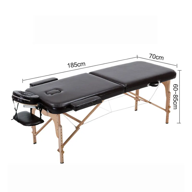 Massage Bàn Di Động 2 Phần Gấp Ghế Giường Nhẹ Thẩm Hình Xăm Trị Liệu Khung Gỗ 70 Cm Chiều Rộng-Đen