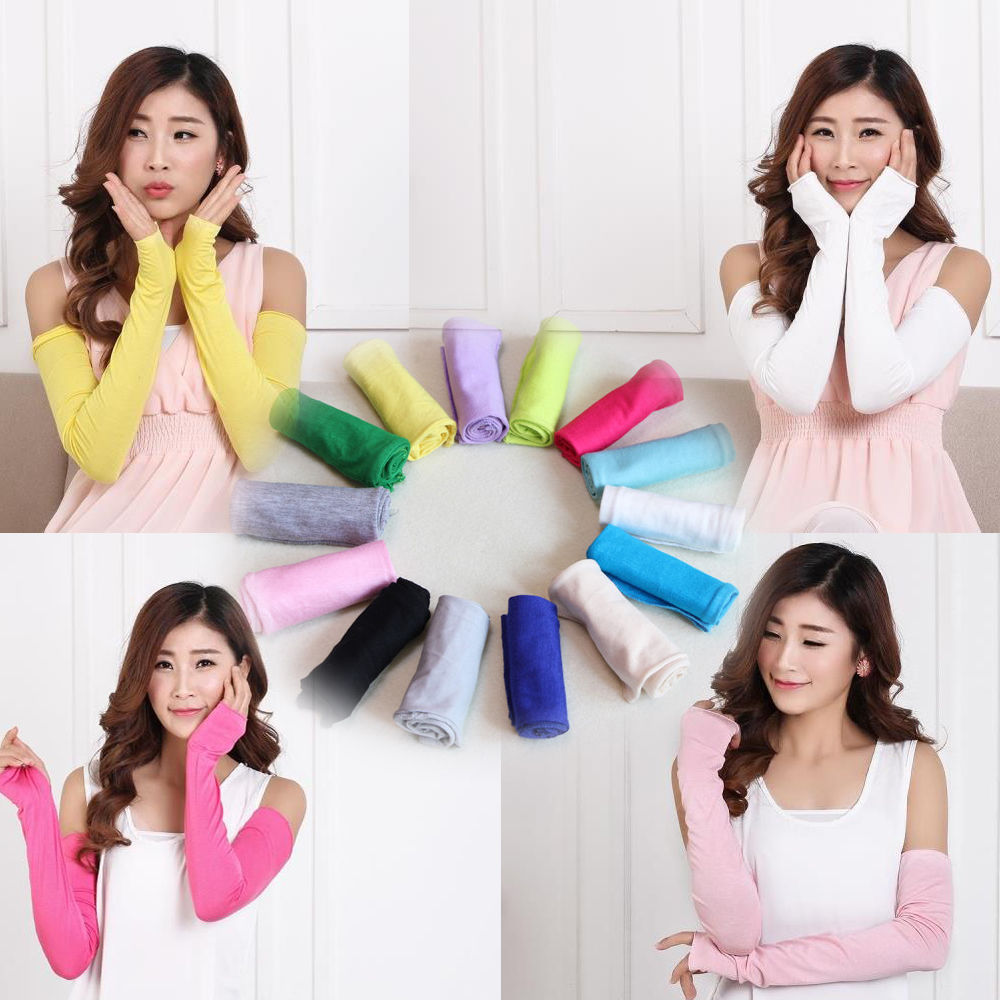 1ペア20色居心地の良い女性の女の子の腕ウォーマーコットンロングフィンガーレス手袋ファッション衣類アクセサリー