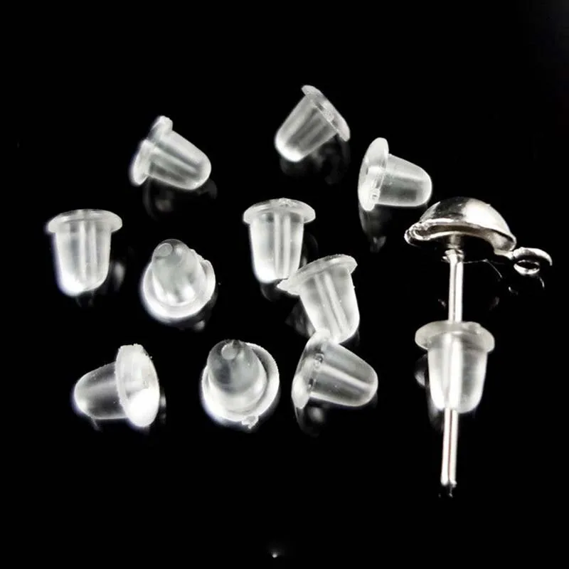 5Mm 100 Chiếc Trong Suốt Cao Su Silicone Mềm Bông Tai Lưng An Toàn Vòng Chặn Cao Cấp Phụ Kiện Trang Sức Tự Làm Phần Tai cắm