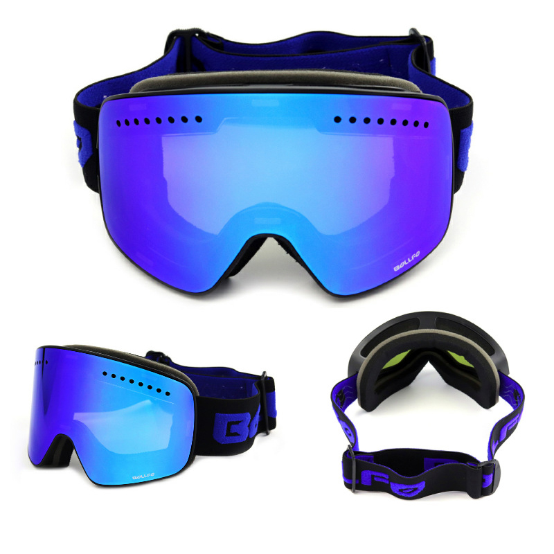 Bollofo-磁気スキーゴーグル,ダブルレンズ,登山用,uv400,防曇,男性と女性用,スノーモービル