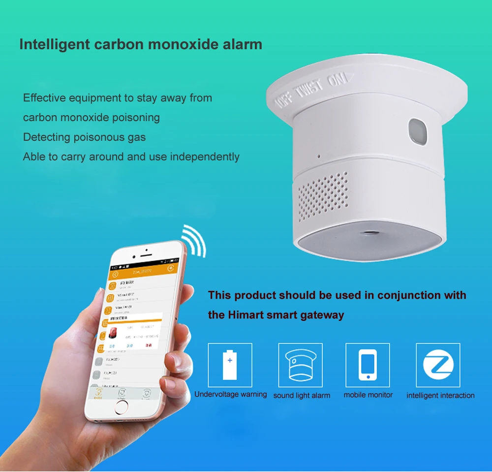 Использование на кухне Zigbee3.0 Датчик угарного газа Детектор газа CO, совместимый с Deconz и домашним помощником