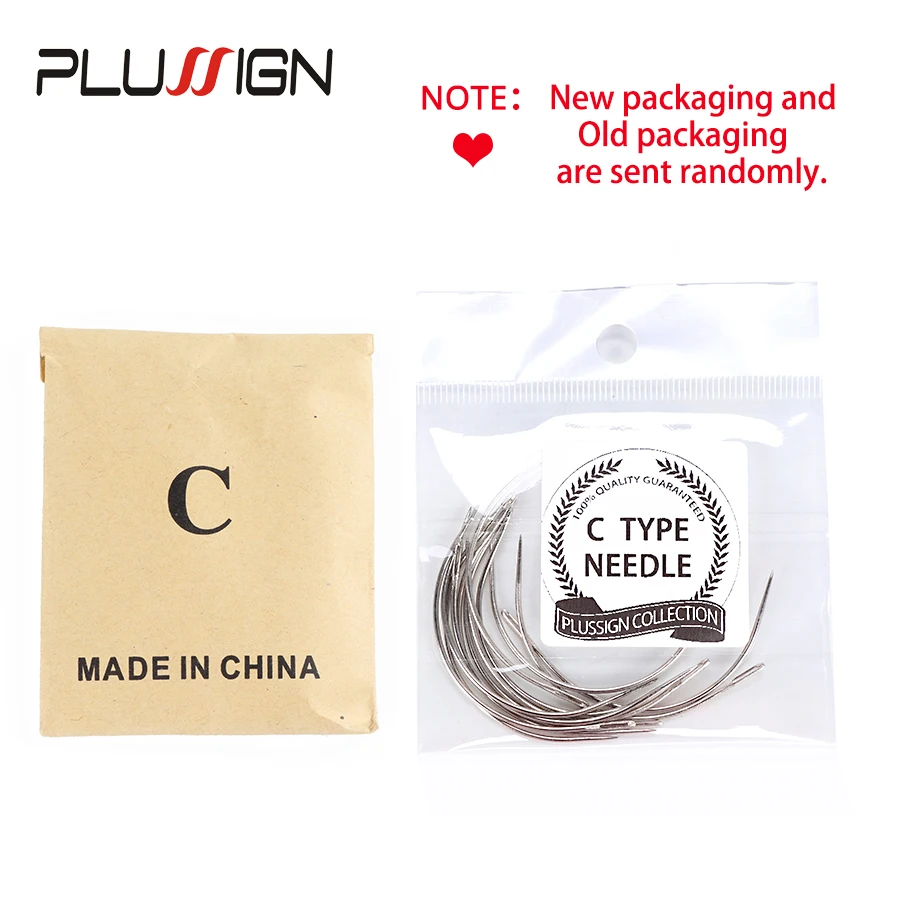 Plussign 12 ชิ้น/ล็อตสแตนเลสเข็มโค้ง C ประเภทวิกผมทําเข็มทําวิกผมลูกไม้ผมอุปกรณ์เสริมที่จําเป็นเครื่องมือ