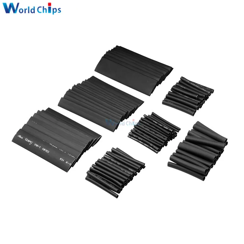 127/140/328/530 pezzi assortiti tubi termorestringenti in poliolefina manicotti per cavi set di cavi avvolgenti 8 dimensioni multicolore/nero