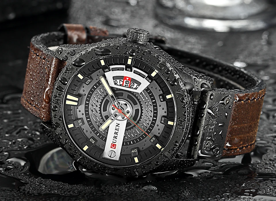 Reloj de lujo marca CURREN, relojes deportivos militares para hombre, reloj de cuarzo con fecha, reloj de pulsera de cuero informal para hombre, reloj Masculino