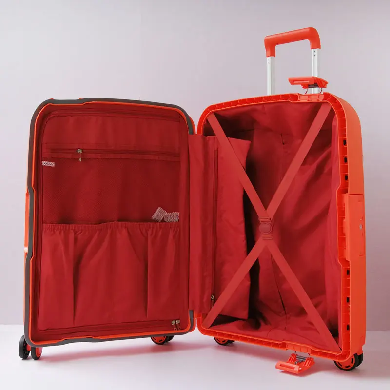 Spinner Mala De Viagem, bagagem de rolamento, Hardside Mala, Consignment Box, luxo Trolley Case, 100% PP, 20 "24" 28"