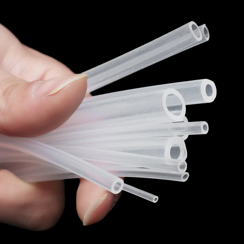 Manguera Flexible de goma de silicona transparente de grado alimenticio, 2, 3, 4, 5, 6, 7, 8, 10 mm de diámetro, 1 metro