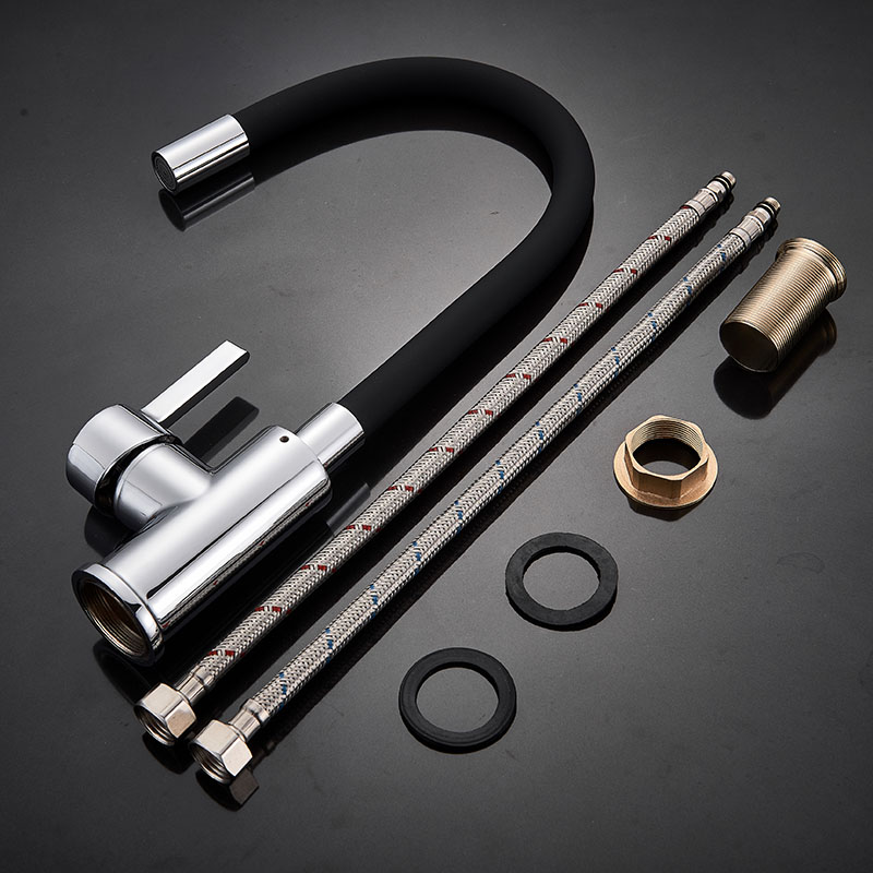 Orange Pipe Flexible Neck Kitchen Sink Faucet Chrome Universal pipe Hot Cold Kitchen Mixer Tap Deck Mounted Bathroom Kitchen Tap