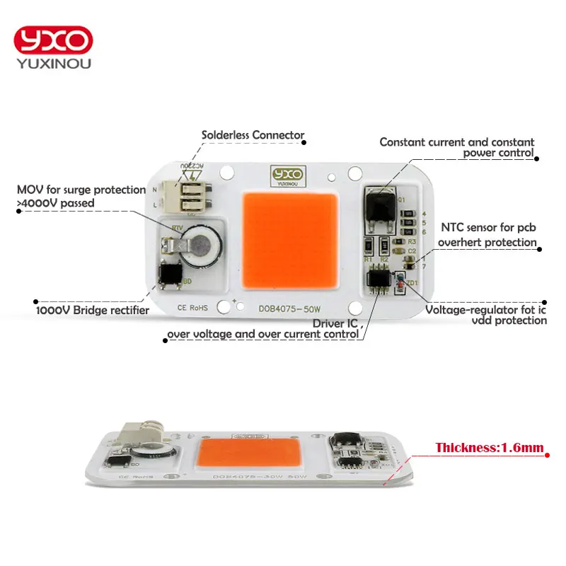 Hydroponice DOB AC LED COB Chip Cho Phát Triển Vật Có Ánh Sáng Suốt AC 220 V 20 W 30 W 50 W Cho Trong Nhà Vật Có Cây Con Phát Triển Hoa