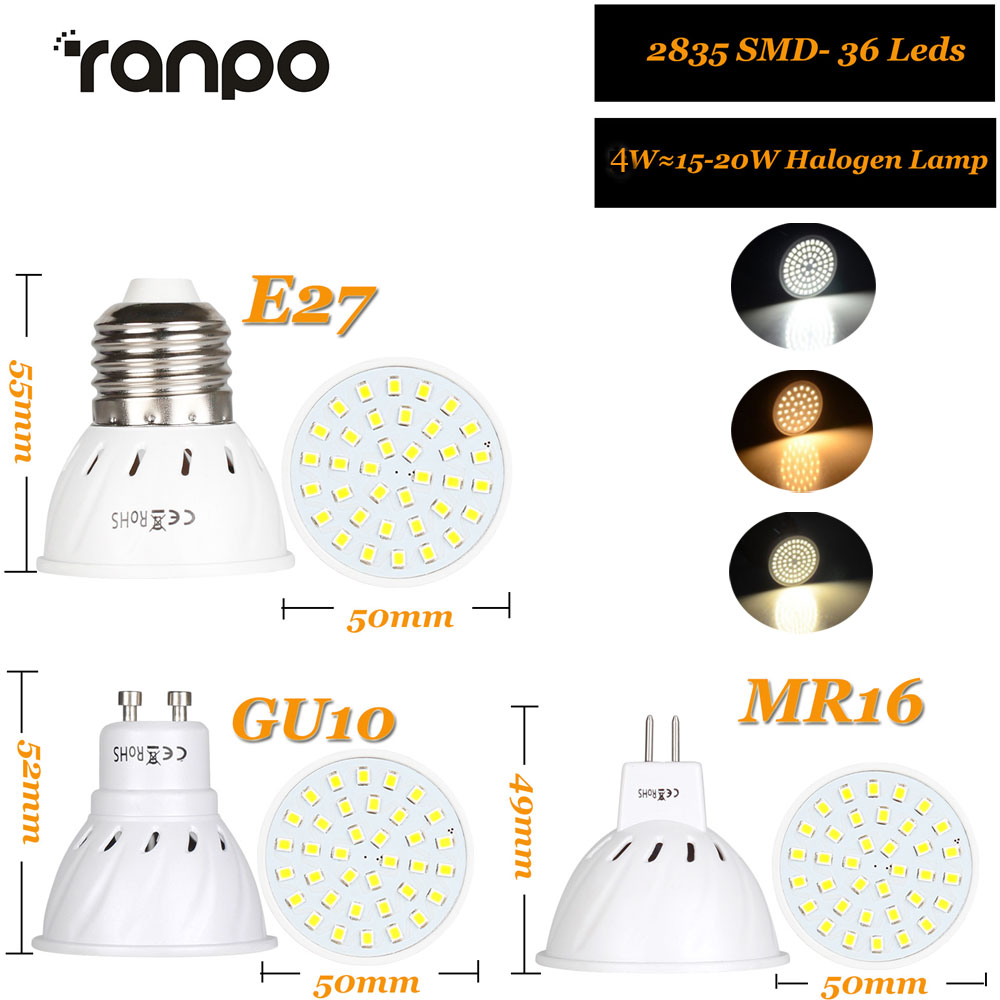 LED Strahler GU10 E27 MR16 Led Lampe 4W 6W 8W 2835SMD AC/DC 12V 24V 36Leds 54Leds 72Leds LED Birne Beleuchtung Lampara Spot Licht