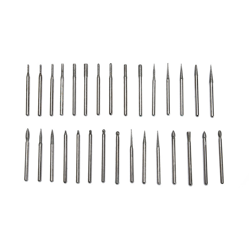 30 Mini Kim Cương Burs 2.35Mm Cho Khắc Đá Mài Nhám Vỏ Gỗ Đá Khắc Dremel Rotary dụng Cụ