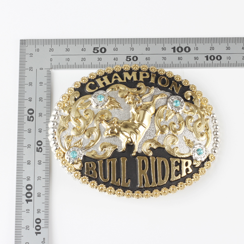 Stierkampfschnalle, goldenes Muster, dichroitische Legierung, Gürtelzubehör, doppelte Farbe