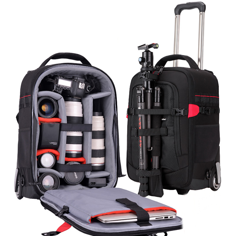 New Shoulder Travel Bags Photography backpack Professional camera bag shockproof Suitcase on Wheels Men Cabin Trolley luggage