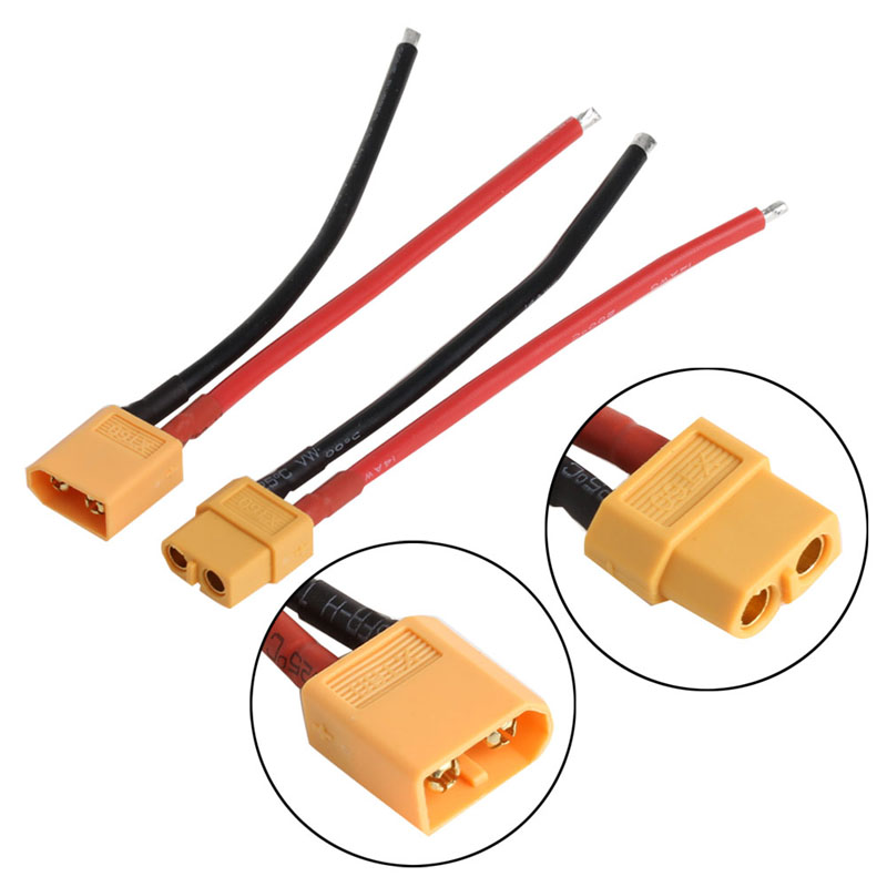 Conector macho y hembra de batería XT60 mejorada, cable de silicona 14 AWG, Adaptador convertidor, juguete remoto, 2 piezas