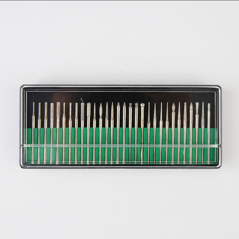 30 Mini Kim Cương Burs 2.35Mm Cho Khắc Đá Mài Nhám Vỏ Gỗ Đá Khắc Dremel Rotary dụng Cụ