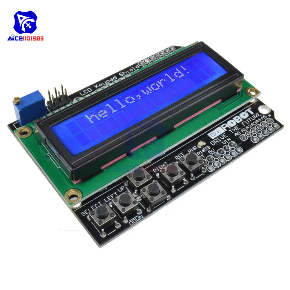 Diymore 1602 Protector de teclado LCD 1602 pantalla LCD ATMEGA328 ATMEGA2560 para Raspberry Pi Arduino R3 retroiluminación azul/amarilla