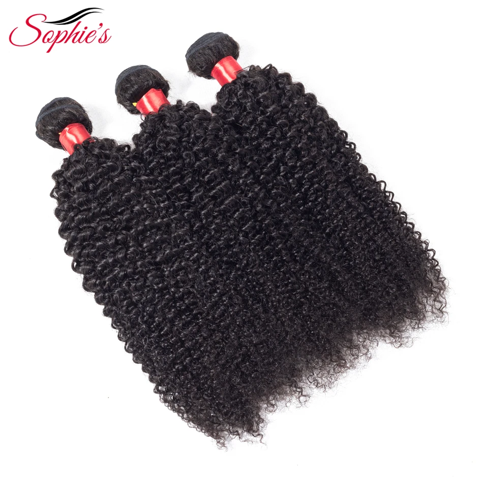 Của Sophie Tóc Brazil Kinky Xoăn 4 Bó Tóc Dệt Tóc Con Người Tóc Phi-Remy Dệt Màu Sắc Tự Nhiên Phần Mở Rộng