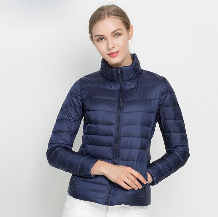 Vrouwen Witte Eend Donsjack Winter Fall Vrouwelijke Ultra Light Down Jassen Slim Solid Lange Mouwen Parka Snoep Kleur Zip jas