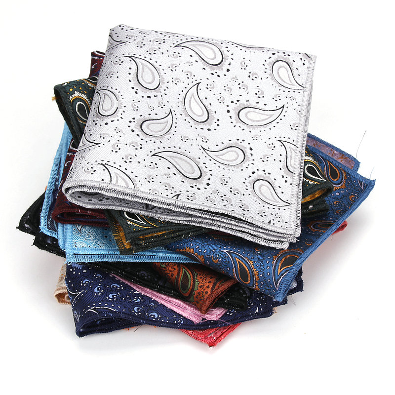 Colorful Polyester Handkerchiefs Woven Paisley Pattern Hanky Men's Business Casual Square Pockets Handkerchief Wedding Hankies