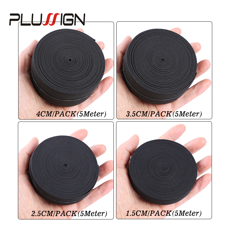 人気! かつら用ゴムバンド,長さ5m,1.5/2.5/1/3/3/4cm,高品質の黒いナイロン製アクセサリー