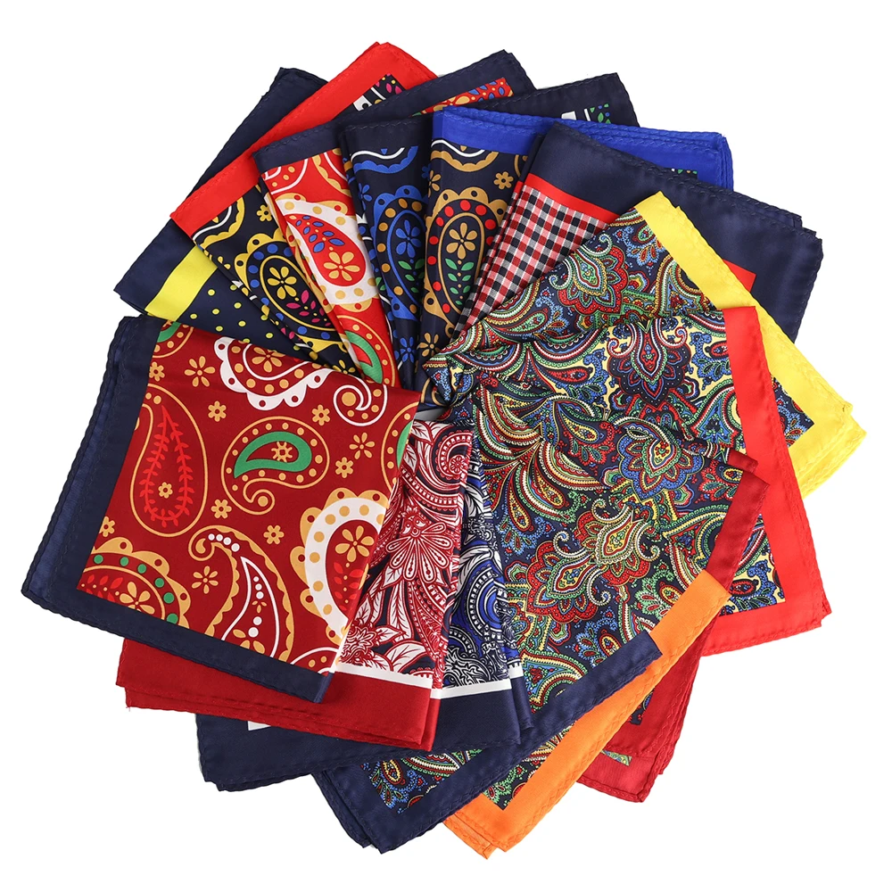 Tailor Smith Роскошный большой носовой платок 33X33 см с пейсли и цветочным принтом в горошек, карманные платки из микрофибры, трафаретная печать, мужские носовые платки