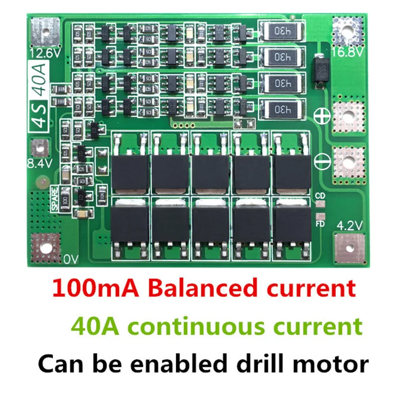 4S 40A Li-Ion Lithium-Batterie Ladegerät Modul Schutz Bord PCB BMS 18650 Lipo Zelle Modul w/Balancer Für bohrer Motor