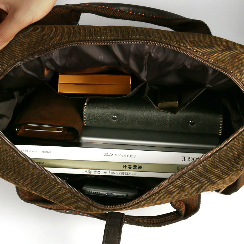 Ruil Multifunctionele Mannen Retro Klassieke Aktetas Aktetas Canvas Vintage Slijtvaste Tassen Leisure Toolkit Pakket