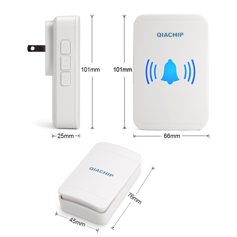Qiachip campainha sem fio, sem necessidade de bateria, à prova d'água, autoalimentada, conjuntos de campainha para casa, ambiente externo, anel cinético