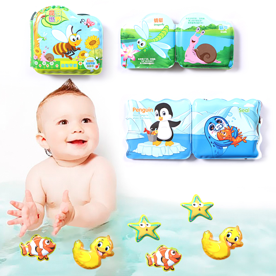 Baby Spielzeug Schwimmen Bad 6Pcs Mini Spielzeug Für Kind, frühen Lernen Tier Insekt Wasserdicht Bücher Pädagogisches Spielzeug Für Babys