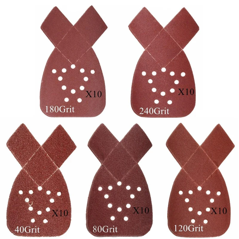 50pcs/set  40/80/120/180/240Grit Mouse Sanding Sheets Sander Pads for Black & Decker