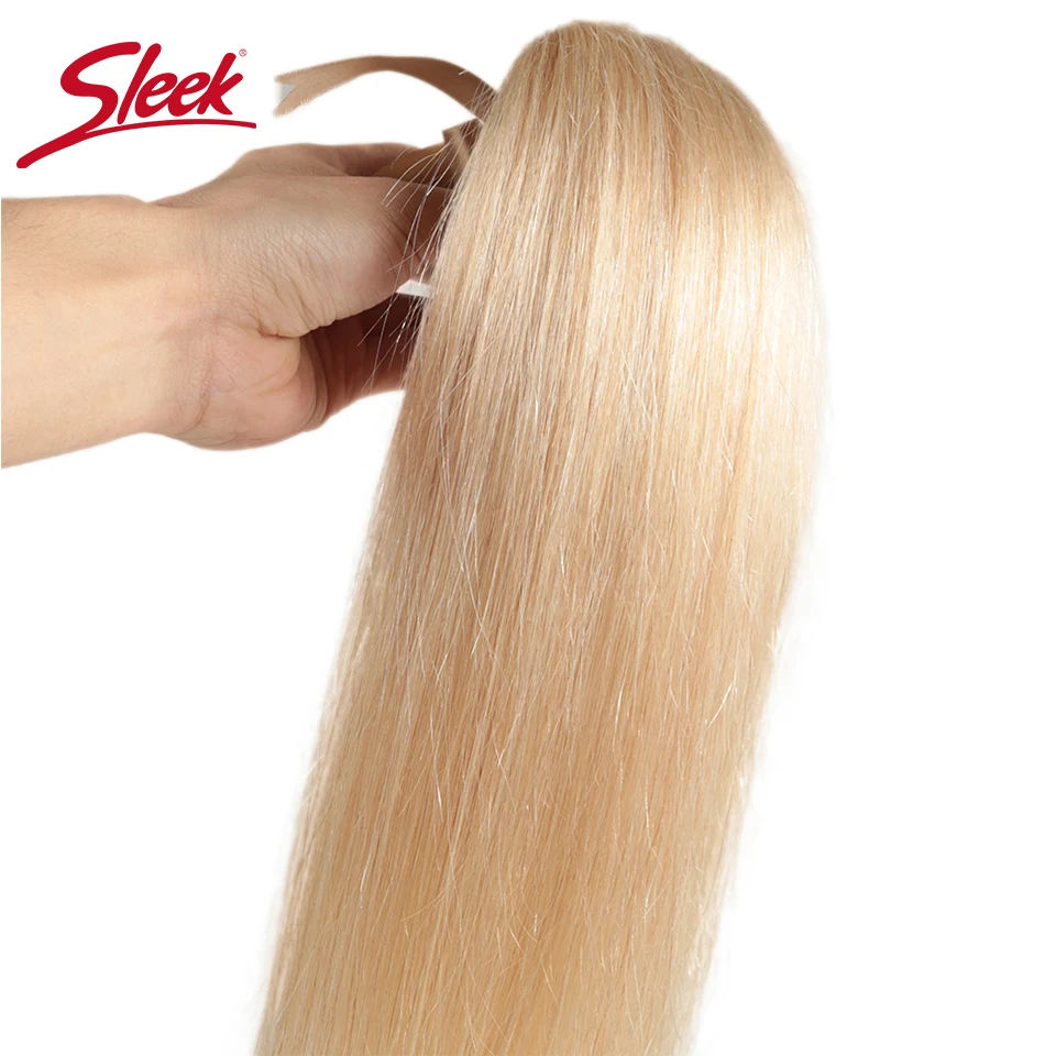 Sleek Remy บราซิลตรงผมรวมกลุ่ม10ถึง26นิ้วธรรมชาติตรงเส้นผมมนุษย์ Extension น้ำผึ้งสีบลอนด์ P27/613ผม