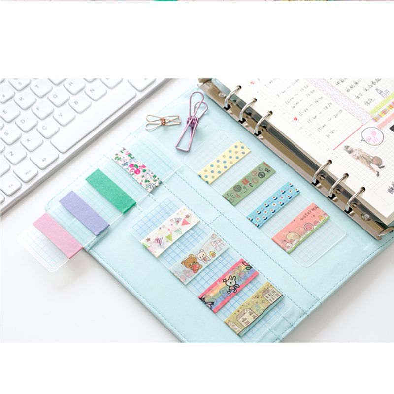 Cinta Washi de rejilla de PVC, marcapáginas de almacenamiento transparente separado, suministros escolares y de oficina, 12 Uds.