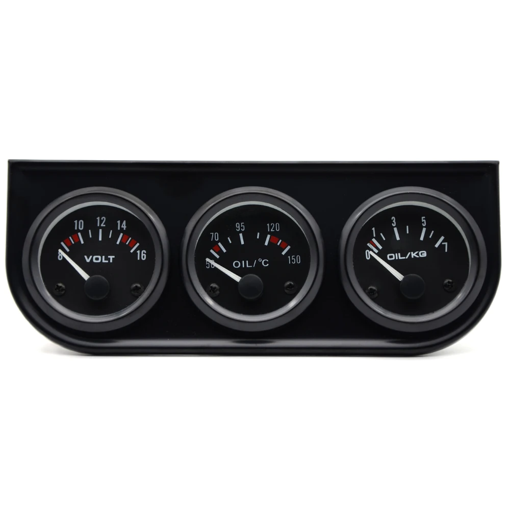 Tinh Dầu Nhiệt Áp Suất Dầu Volt Đo 52Mm 3 Trong 1 Ba Đồng Hồ Đo Bộ Đen/CHROME Ốp Viền Đen/mặt Trắng Với Nhiệt Độ & Cảm Biến Áp Suất