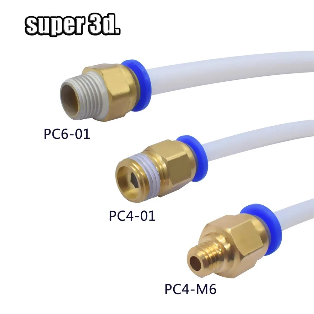 2 Chiếc Bằng Khí Nén Kết Nối Cho 3D In Phần Bowden Nhanh Jointer Cần Nối 1.75/3Mm Ống Pc4 M6 M10 phụ Kiện PTFE Ống 2/4Mm