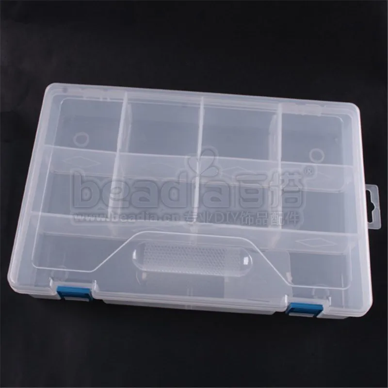 ใหม่ 3.3*15 ซม.พลาสติก 7 ช่องกล่องเก็บลูกปัดแหวนเครื่องประดับ Display Organizer