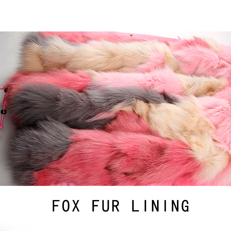 Maomaokong-女性用の厚手の冬用ジャケット,ピンクの毛皮の襟付きの長くて厚いコート