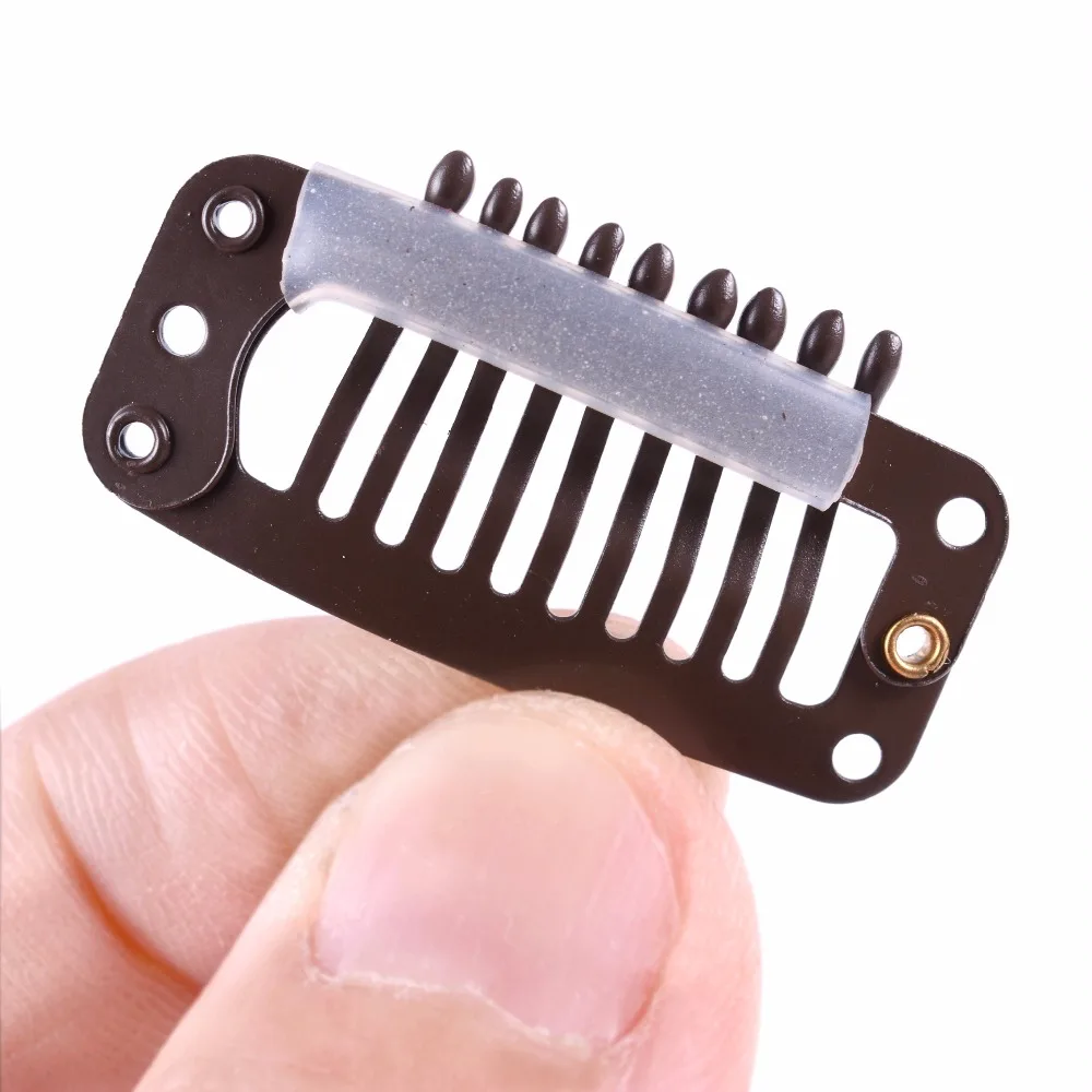 12 Chiếc 32Mm 9-Răng Tóc Kẹp Ốp Kim Loại Kẹp Với Ốp Lưng Cho Kẹp Trong Con Người làm Tóc Tóc Giả Lược Kẹp