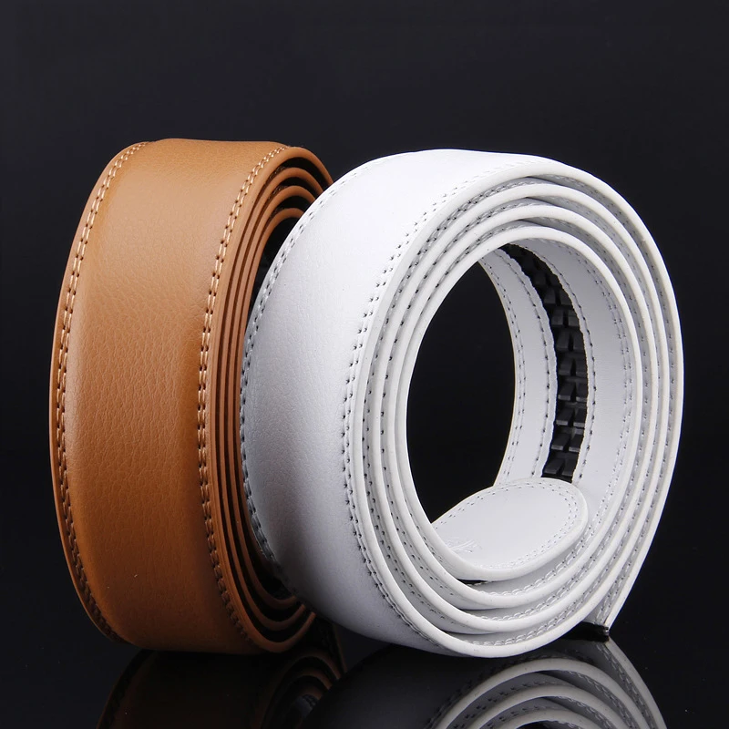 3.5 Cm Chiều Rộng Tự Động Dây Da Thật Cao Cấp Chính Hãng Thiết Kế Nam Thắt Lưng Sang Trọng Dây Lưng Không Khóa Trắng Đỏ màu Vàng