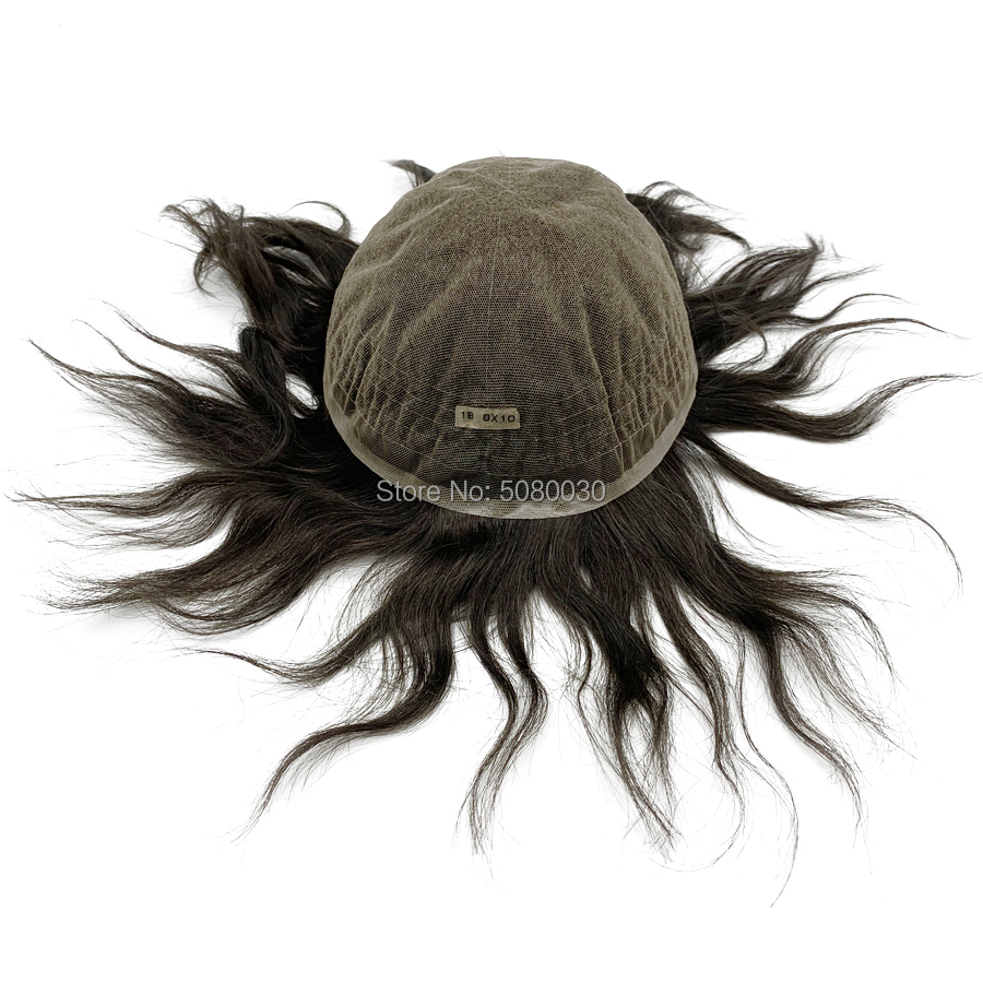 Herren-Spitzenperücke, volle Schweizer Spitze, Herrenperücke, Echthaar, gebleichter Knoten