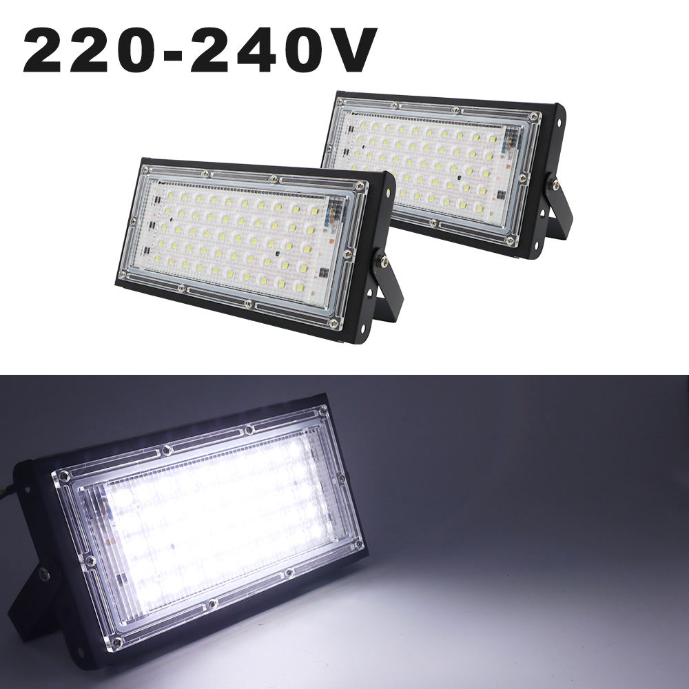 Foco reflector LED de 220-240V, 50W, Ip65, impermeable, luces de pared Exterior, lámpara de jardín, luz de inundación blanca
