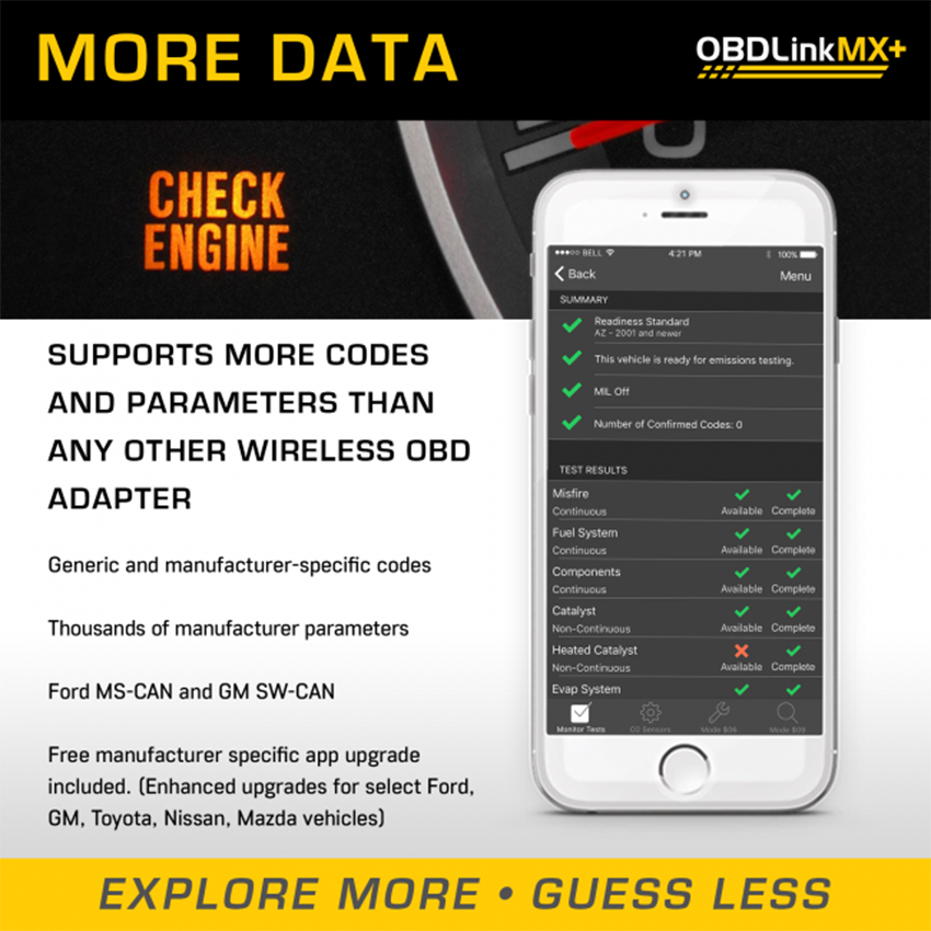 Диагностический сканер OBDLink MX PLUS, диагностический сканер OBD2 для устройств iOS, Android, Kindle Fire или Windows
