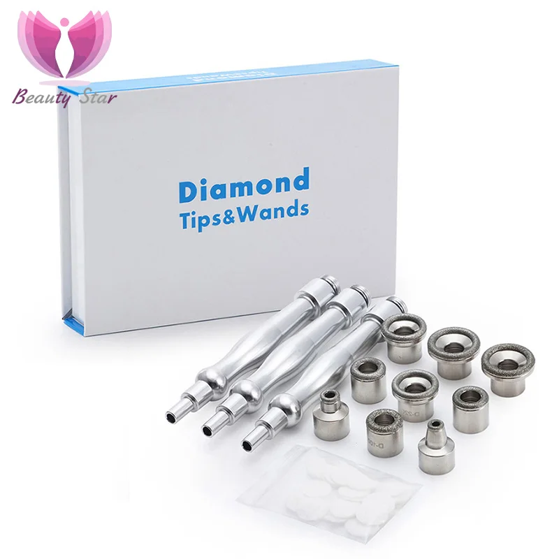 Beauty Star Diamond Microdermabrasion 9 เคล็ดลับ 3 Wands Dermabrasion ผิวหน้า Peeling Blackhead Remover Skin Care Salon