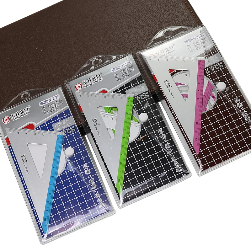 4PCS/Set UV Aluminum Alloy Ruler Drawing Measurement Geometry TriangleRuler straightedge Protractor A variety of rulers