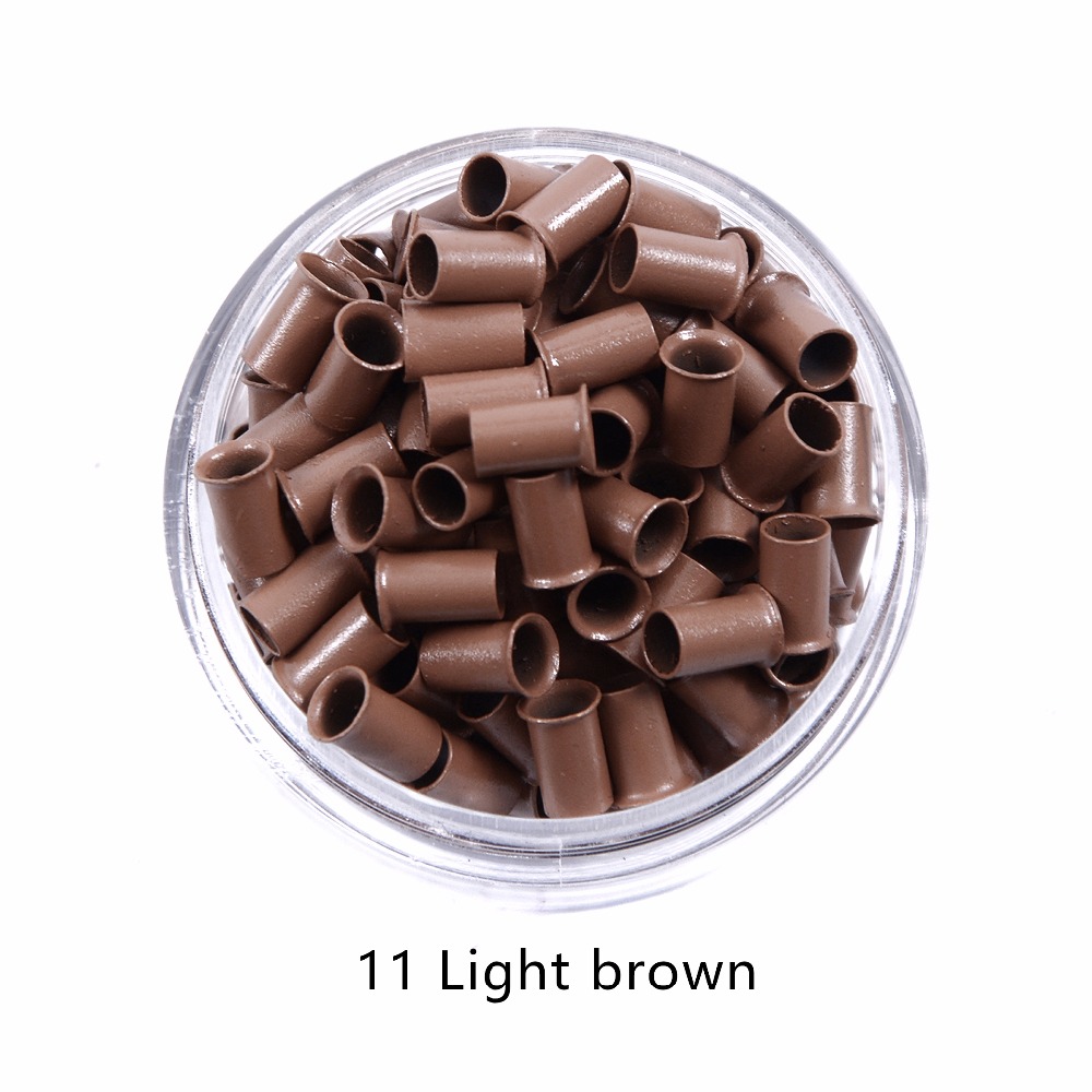 3.4Mm 1000Pcs ยูโรล็อค Flared Flaring Micro ท่อทองแดงแหวนลูกปัดเชื่อมโยงมนุษย์ Hair Extensions เครื่องมือ