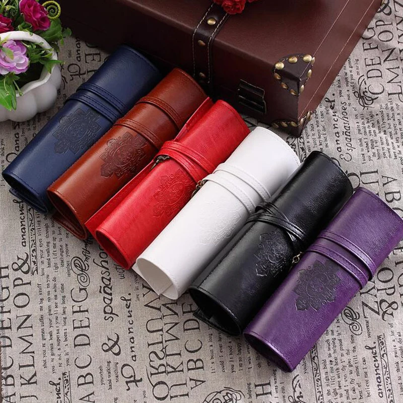Hàn Quốc PU Cổ Điển Bút Chì Dành Cho Trường Dành Tặng Túi Đựng Bút Chì-Ốp Lưng Dùng Học Bút Chì Trường Hợp