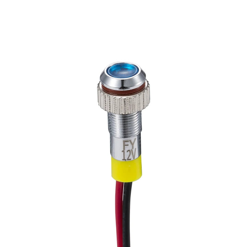 IP62 กันน้ําหนึ่งสีกระพริบ LED โลหะไฟเตือน 6 มม.สัญญาณนําร่อง 3V 6V 12V 24V 36V DC ลวด