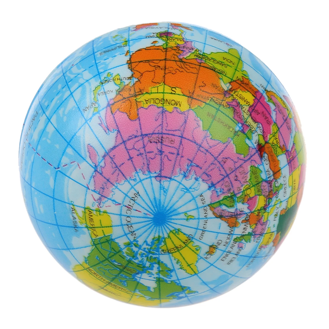 Miniespuma antiestrés para aliviar el estrés para niños, bola hinchable, mapa de tierra, Planeta, mapa de geografía, regalos, 6 unids/lote, 7,6 cm / 3"