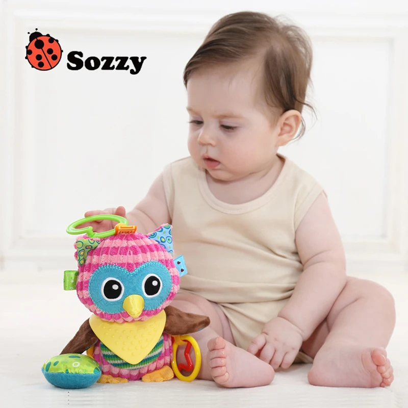 Sozzy-赤ちゃん用のぬいぐるみ,ベビーベッド用のガラガラ,ベビーベッドに掛けるバギー,キツネ,フクロウ,象,プラケートアクティビティ,教育玩具