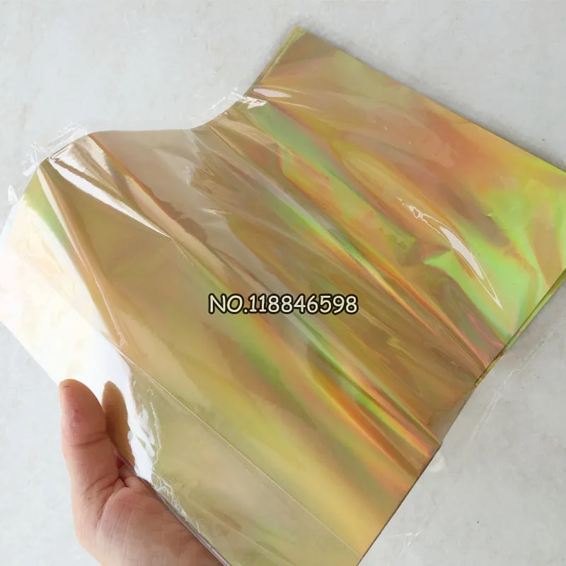 Papier aluminium pour estampage à chaud, 50 pièces/lot, 20x29cm, pour boîte dure et matière plastique, couleur or Laser